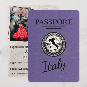 Save The Date Passeport Lilac Purple Italie