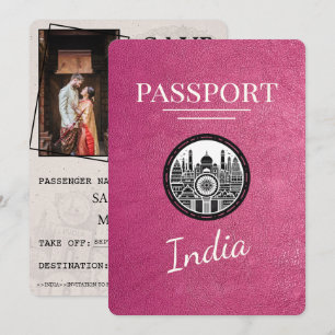 Save The Date Passeport Magenta Pink India Enregistrer La Date