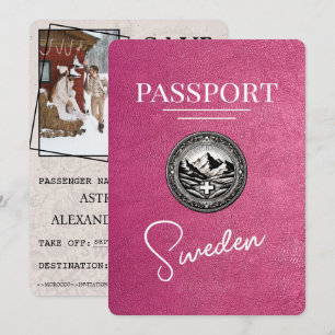 Save The Date Passeport Magenta Pink Suède Enregistrer La Date