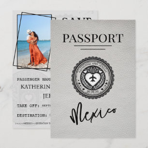 Save The Date Passeport Mexique Blanc Enregistrer La Date