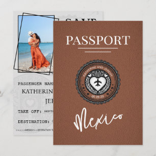 Save The Date Passeport Mexique Brown Enregistrer La Date