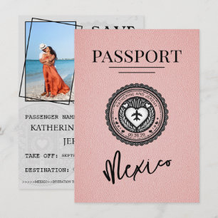 Save The Date Passeport Mexique Rose Enregistrer La Date
