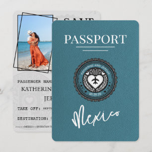 Save The Date Passeport Mexique turquoise Enregistrer La Date