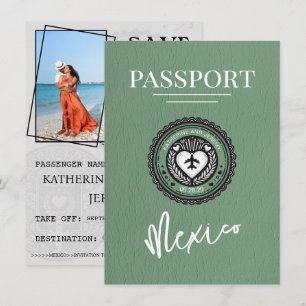 Save The Date Passeport Mexique Vert Enregistrer La Date