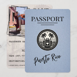 Save The Date Passeport Porto Rico bleu Dusty