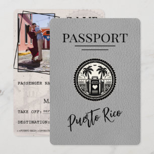 Save The Date Passeport Porto Rico gris