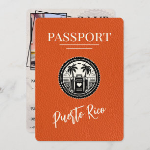 Save The Date Passeport Porto Rico Orange