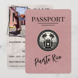 Save The Date Passeport Porto Rico Rose Dusty
