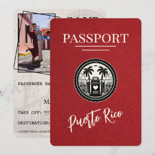 Save The Date Passeport Porto Rico Rouge