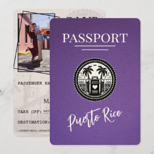 Save The Date Passeport Porto Rico Violet