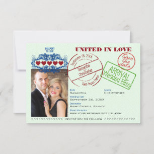 Save The Date Passeport pour Aimer Amusants Destination Mariage