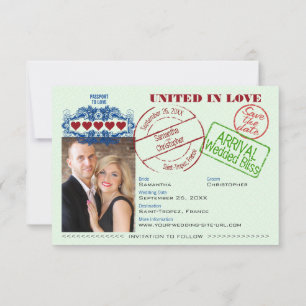 Save The Date Passeport pour Aimer Mignonne Destination Mariage