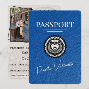 Save The Date Passeport Royal Blue Puerta Vallarta