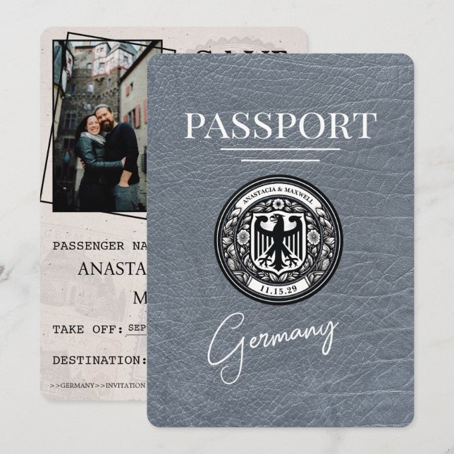 Save The Date Passeport Silver Allemagne Enregistrer La Date (Devant / Derrière)