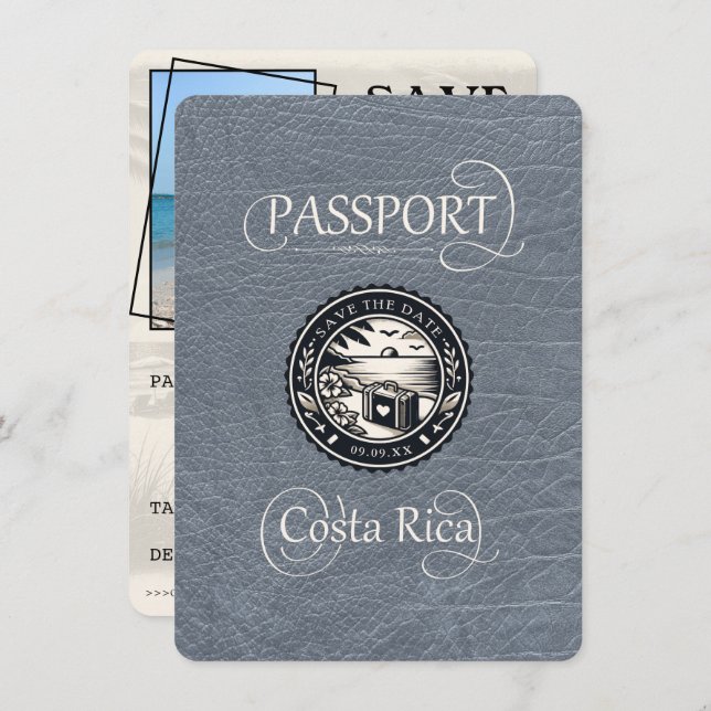 Save The Date Passeport Silver Costa Rica (Devant / Derrière)