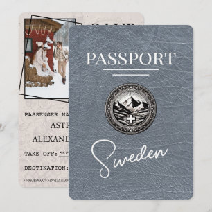 Save The Date Passeport Silver Suède Enregistrer La Date