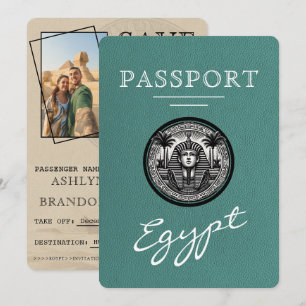 Save The Date Passeport turquoise d'Égypte Mariage Enregistrer l