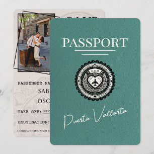 Save The Date Passeport Turquoise Puerta Vallarta