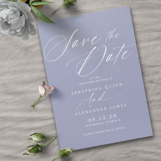 Save The Date Pastel Cornflower Blue | Script moderne simple