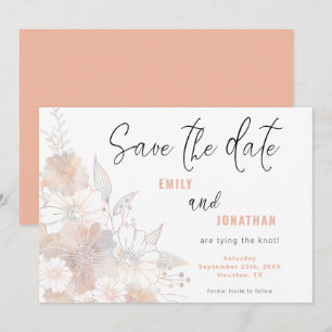 Save The Date Pastel Florals Mariage Coral Enregistrer La Date