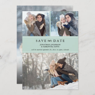 Save The Date Pastel Green Modern Photo Collage Enregistrer notr