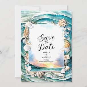 Save The Date Pastel Modern Beach Wedding