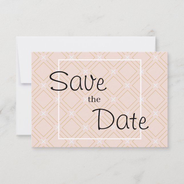Save The Date Pastel Peach et Gold Géométrique (Devant)