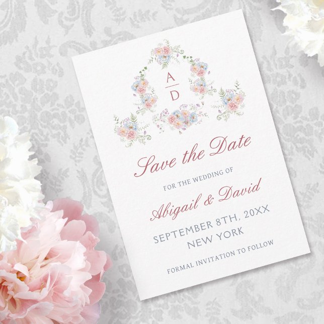 Save The Date Pastel Peonies Frame Mariage Enregistrer La Date (Créateur téléchargé)