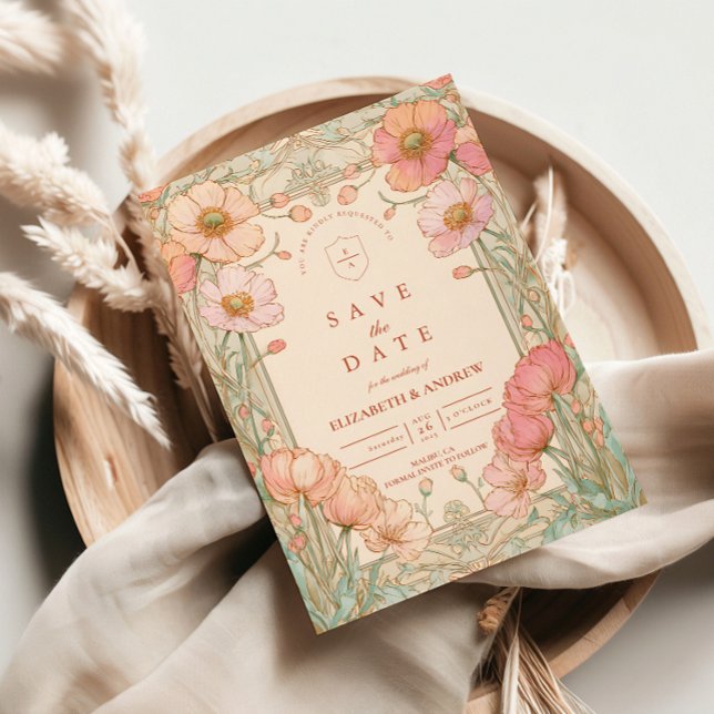 Save The Date Pastel Poppy Garden Wedding (Créateur téléchargé)