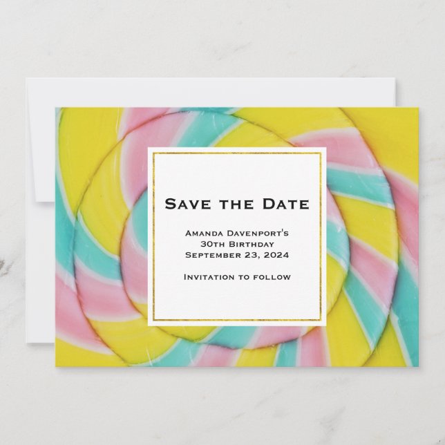 Save The Date Pastel Rainbow Spiral Candy (Devant)