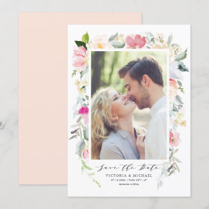 Save The Date Pastel Spring Floral Blooms Cadre Photo