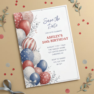 Save the Date Patriotic 50th Birthday