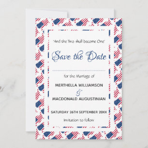 Save The Date Patriotique USA DRAPEAU Customisé Écriture américa