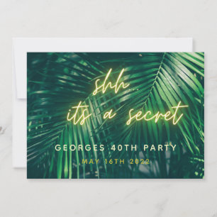 Save The Date Paume tropicale vert néon script surprise annivers