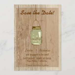 Save The Date Pays Bois Rustique Mason Jar Enregistrer la date