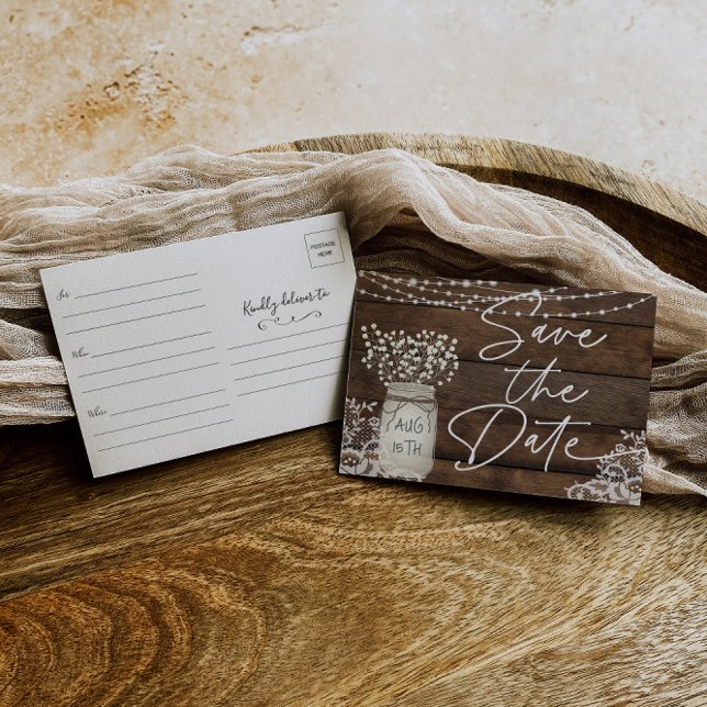 Save The Date Pays de dentelle de bois rustique (Créateur téléchargé)