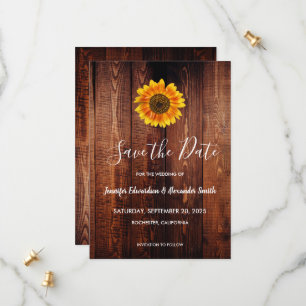 Save The Date Pays de tournesol rustique à l'aquarelle Enregistr