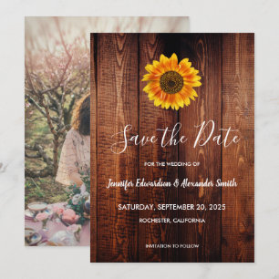 Save The Date Pays de tournesol rustique à l'aquarelle Enregistr