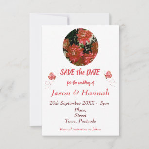 Save The Date Pays Papillon Floral Photo Coral Enregistrer la da