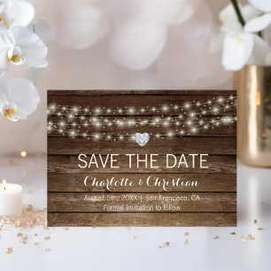 Save The Date Pays Rustique Bois Mason Jarres Mariage de coeur