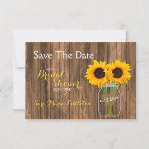 Save The Date Pays Sunflower Mason Jar Enregistrer la date