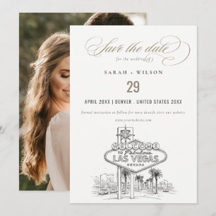 Save The Date Paysage de croquis de mariage à Las Vegas Nevada P