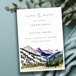 Save The Date Paysage de mariage à l'aquarelle de la montagne en