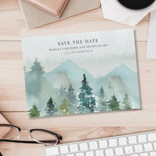Save The Date Paysage serein de montagne mariage aquarelle