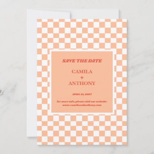 Save The Date Peach Fuzz À damiers En vichy Motif