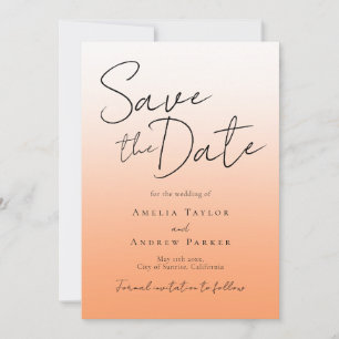 Save The Date Peach Orange Fuzz Élégant Script minimaliste moder