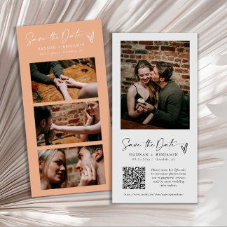 Save The Date Peach Photo Boot Strip QR Code