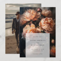 Peach romantique Pastel Peony Mariage floral Photo