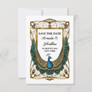Save The Date Peacock abstrait cadre Art nouveau décoratif