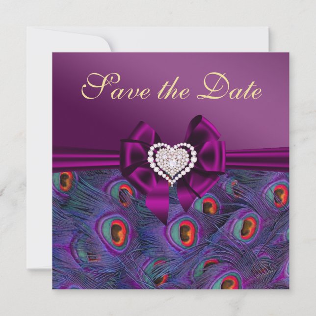 Save The Date Peacock Plum Purple Enregistrer la date (Devant)